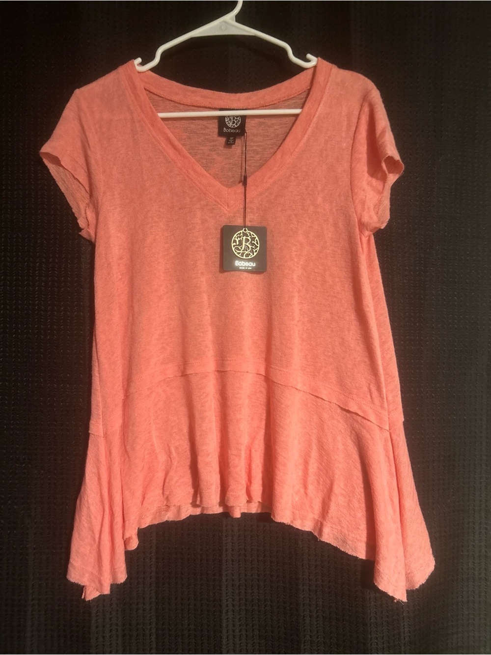 bobeau Coral V-Neck Short Sleeve Flowy Tunic